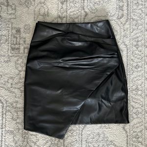 Black leather mini skirt